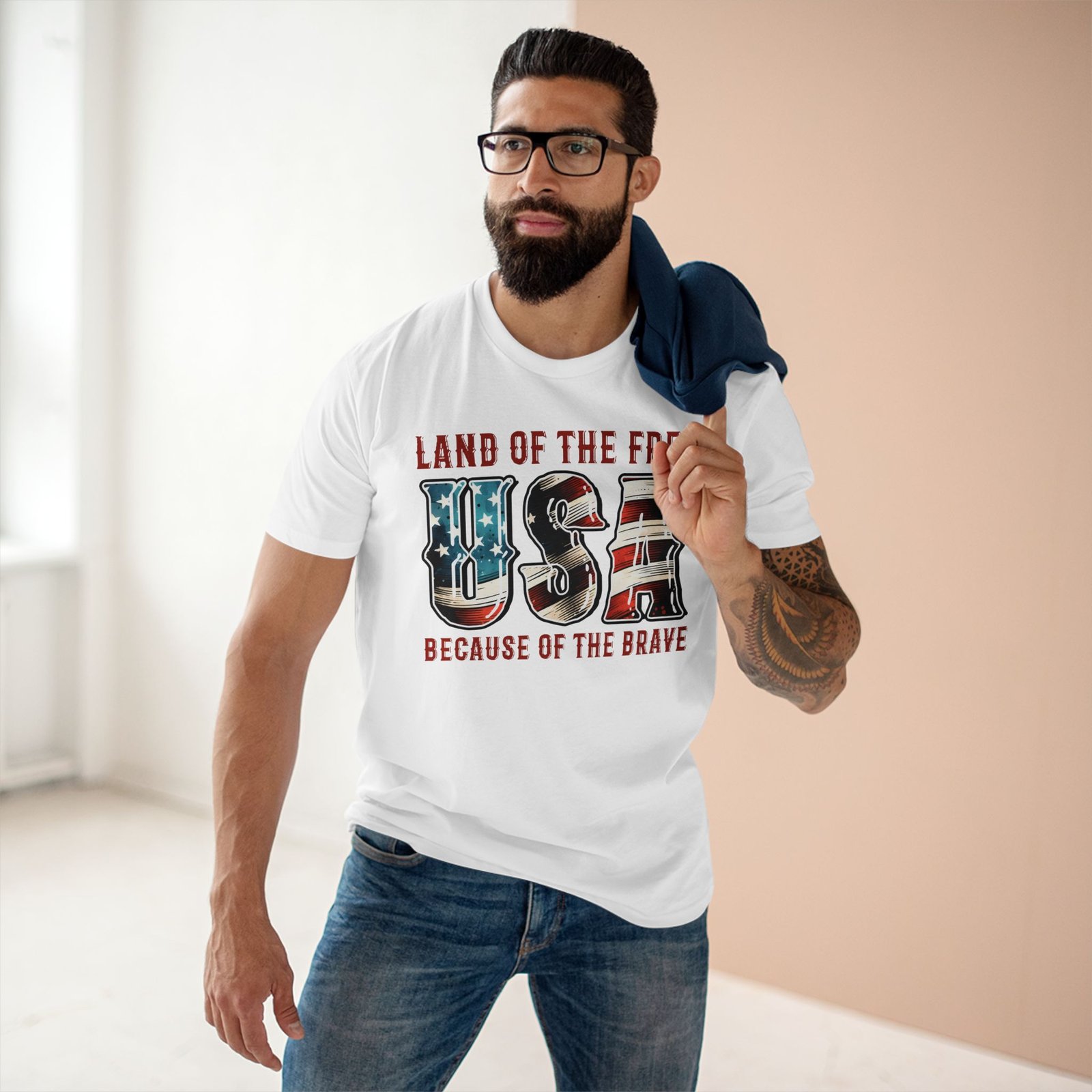 Patriotic USA Adult Tee - 'Land of the Free' Design - Image 2