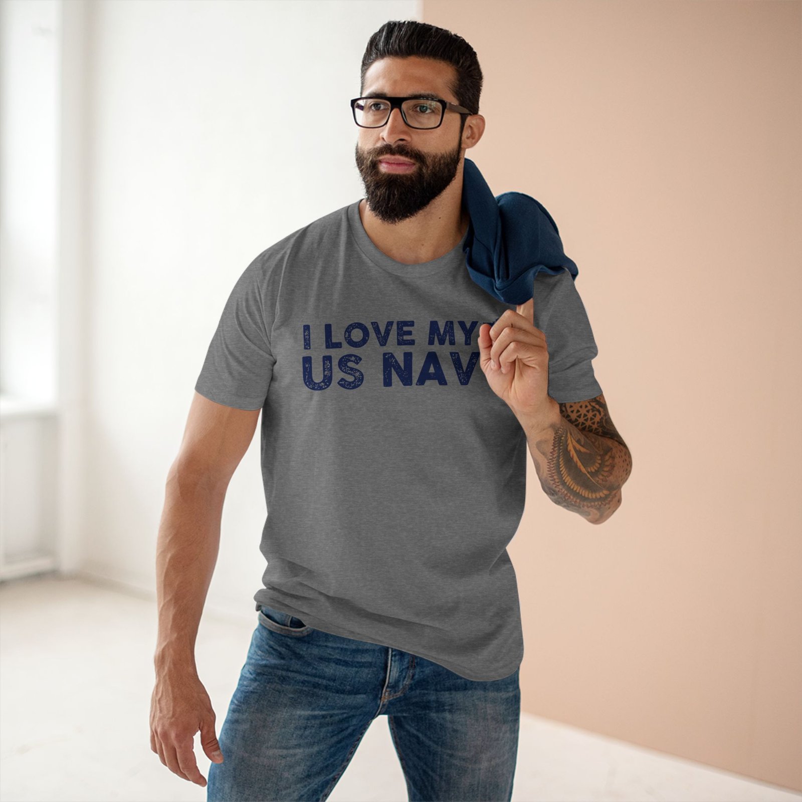 I Love My US Navy Adult Staple Tee - Patriotic T-Shirt for Military Families, Veterans, and Supporters - Image 2