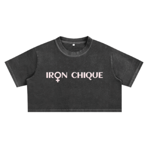 IRON CHIQUE Sow Washed Wordmark Cropped Top